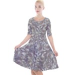 Fantasy floral random pattern Quarter Sleeve A-Line Dress With Pockets