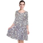 Fantasy floral random pattern Quarter Sleeve Waist Band Dress