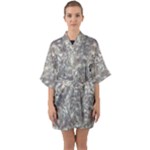 Fantasy floral random pattern Half Sleeve Satin Kimono 