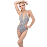 Fantasy floral random pattern Plunging Cut Out Swimsuit