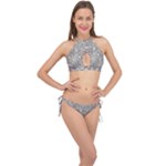 Fantasy floral random pattern Cross Front Halter Bikini Set