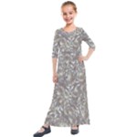 Fantasy floral random pattern Kids  Quarter Sleeve Maxi Dress