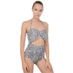 Fantasy floral random pattern Scallop Top Cut Out Swimsuit