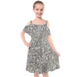 Fantasy floral random pattern Kids  Cut Out Shoulders Chiffon Dress