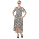 Fantasy floral random pattern Front Wrap High Low Dress