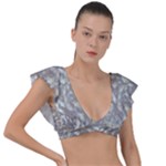 Fantasy floral random pattern Plunge Frill Sleeve Bikini Top