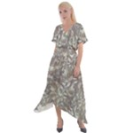 Fantasy floral random pattern Cross Front Sharkbite Hem Maxi Dress