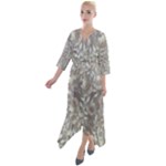 Fantasy floral random pattern Quarter Sleeve Wrap Front Maxi Dress