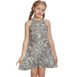 Fantasy floral random pattern Kids  Halter Collar Waist Tie Chiffon Dress