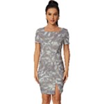 Fantasy floral random pattern Fitted Knot Split End Bodycon Dress