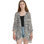 Fantasy floral random pattern Open Front 3/4 Sleeve Batwing Chiffon Cardigan Kimono