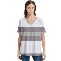 V-Neck Split Shoulder Casual T-Shirt 