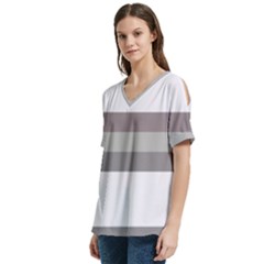 V-Neck Split Shoulder Casual T-Shirt 