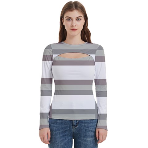 Minimal Mixed Abstract Lines Print Copia Women s Cut Out Long Sleeve T