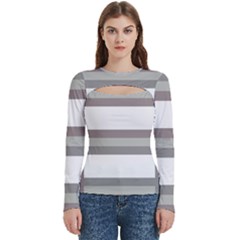 Minimal Mixed Abstract Lines Print Copia Women s Cut Out Long Sleeve T