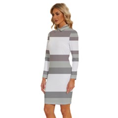 Long Sleeve Shirt Collar Bodycon Dress 