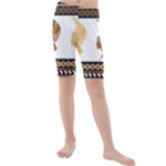 African Women Pattern Seamless Style Kids  Mid Length Swim Shorts