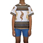 African Women Pattern Seamless Style Kids  Short Sleeve Swimwear