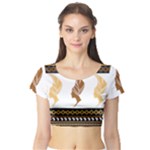 African Women Pattern Seamless Style Short Sleeve Crop Top