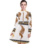 African Women Pattern Seamless Style Long Sleeve Chiffon Shirt Dress