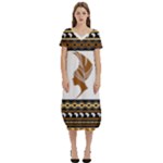 African Women Pattern Seamless Style T-Shirt Midi Dress With Pockets