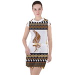 African Women Pattern Seamless Style Drawstring Hooded Dress