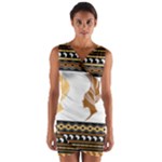 African Women Pattern Seamless Style Wrap Front Bodycon Dress