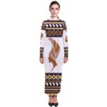 African Women Pattern Seamless Style Turtleneck Maxi Dress