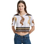 African Women Pattern Seamless Style Women s Round Neck Short Sleeve Crop Top