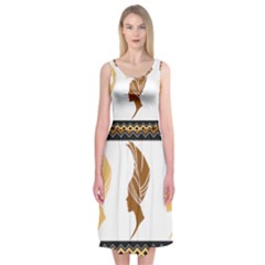 African Women Pattern Seamless Style Midi Sleeveless Dress from ArtsNow.com