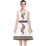 African Women Pattern Seamless Style V-Neck Midi Sleeveless Dress 