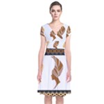 African Women Pattern Seamless Style Short Sleeve Front Wrap Dress