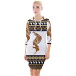 African Women Pattern Seamless Style Quarter Sleeve Hood Bodycon Dress