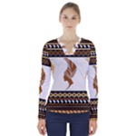 African Women Pattern Seamless Style V-Neck Long Sleeve Top