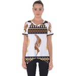 African Women Pattern Seamless Style Cut Out Side Drop T-Shirt