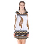 African Women Pattern Seamless Style Long Sleeve V-neck Flare Dress