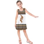 African Women Pattern Seamless Style Kids  Sleeveless Dress