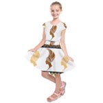 African Women Pattern Seamless Style Kids  Short Sleeve Dress