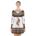 African Women Pattern Seamless Style Long Sleeve Velvet V-neck Dress