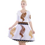 African Women Pattern Seamless Style Quarter Sleeve A-Line Dress