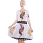 African Women Pattern Seamless Style Quarter Sleeve A-Line Dress With Pockets