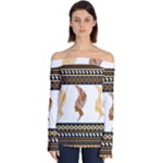 African Women Pattern Seamless Style Off Shoulder Long Sleeve Top