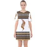 African Women Pattern Seamless Style Sixties Short Sleeve Mini Dress