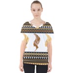 African Women Pattern Seamless Style V-Neck Dolman Drape Top