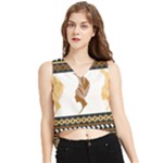 African Women Pattern Seamless Style V-Neck Cropped Tank Top