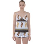 African Women Pattern Seamless Style Tie Front Two Piece Tankini