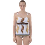 African Women Pattern Seamless Style Twist Front Tankini Set