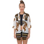 African Women Pattern Seamless Style Open Front Chiffon Kimono