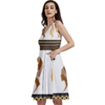 African Women Pattern Seamless Style Sleeveless V-Neck Skater Dress with Pockets