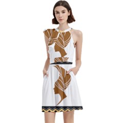 Cocktail Party Halter Sleeveless Dress With Pockets 